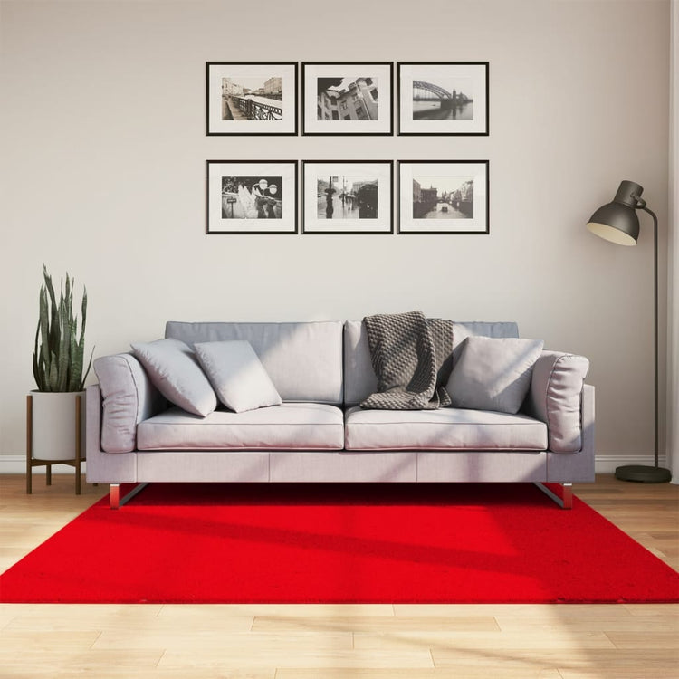 Tapis vidaxl Huarte Low-Pole Soft Soft Lavable 160x160 cm rouge
