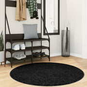 Vidaxl tapis Pampelona Shaggy hautement pôle moderne Ø 120 cm noir - afbeelding 1