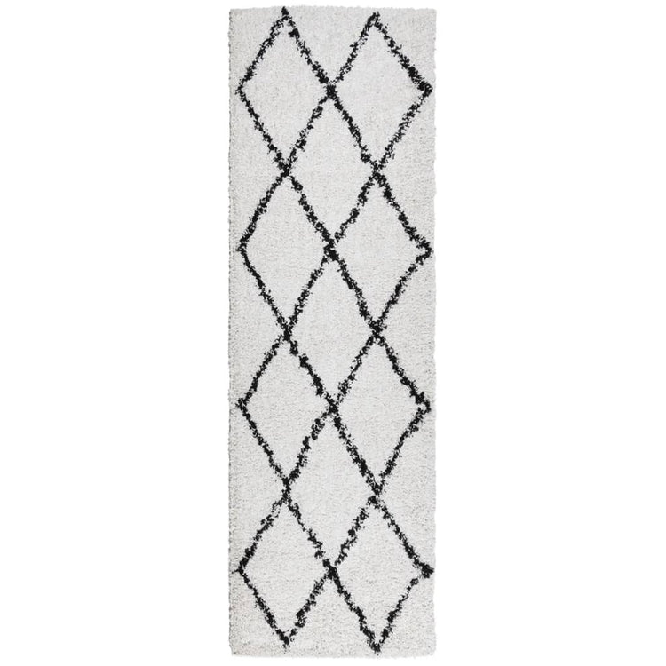 Tapis vidaxl SHAGGY HIGH PIE MODERNE 80X250 CM CRAME ET NOIR