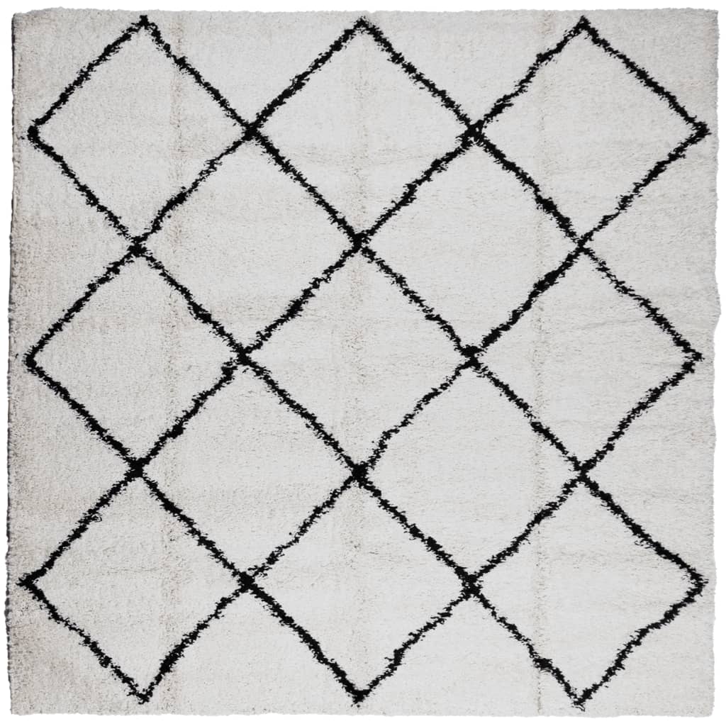 Tapis vidaxl SHAGGY HIGH PIE MODERNE 120X120 CM CRAME ET NOIR