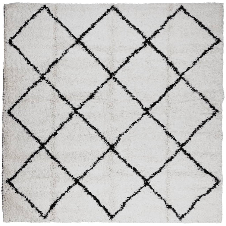Tapis vidaxl SHAGGY HIGH PIE MODERNE 120X120 CM CRAME ET NOIR