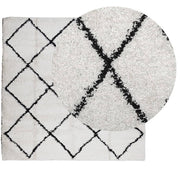 Tapis vidaxl SHAGGY HIGH PIE MODERNE 120X120 CM CRAME ET NOIR - afbeelding 3
