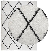 Vidaxl tapis Pampelune Shaggy hautement Pole 200x280 cm crème et noir - afbeelding 3