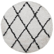 Vidaxl tapis Pampelune Shaggy hautement pile Ø 80 cm crème et noir - afbeelding 2
