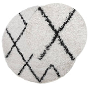 Vidaxl tapis Pampelune Shaggy hautement pile Ø 80 cm crème et noir - afbeelding 3