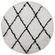 Vidaxl tapis Pampelune Shaggy hautement pile Ø 160 cm crème et noir - afbeelding 2