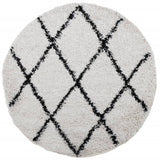 Vidaxl tapis Pampelune Shaggy hautement pile Ø 200 cm crème et noir - afbeelding 2