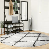 Vidaxl tapis Pampelune Shaggy hautement pile Ø 200 cm crème et noir - afbeelding 1