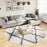 Vidaxl tapis Pampelune Shaggy hautement pile Ø 240 cm crème et noir - afbeelding 1