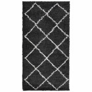 Vidaxl tapis Pampelune Shaggy hautement pôle 80x150 cm noir et crème - afbeelding 2