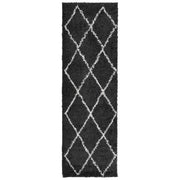 Vidaxl tapis Pampelune Shaggy hautement pôle 80x250 cm noir et crème - afbeelding 2