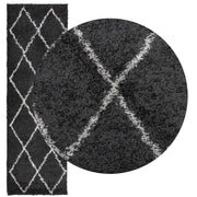 Vidaxl tapis Pampelune Shaggy hautement pôle 80x250 cm noir et crème - afbeelding 3