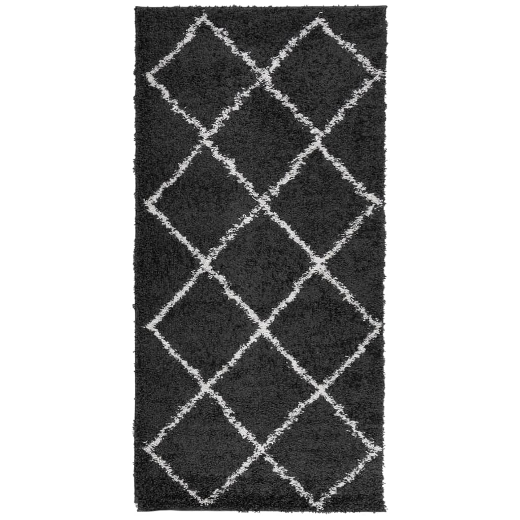 Tapis vidaxl shaggy high pile moderne 100x200 cm noir et crème