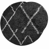 Vidaxl tapis Pampelune Shaggy hautement pile Ø 100 cm noir et crème - afbeelding 3