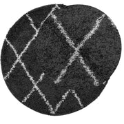 Vidaxl tapis Pampelune Shaggy hautement pile Ø 120 cm noir et crème - afbeelding 3