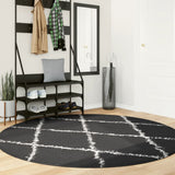 Vidaxl tapis Pampelune Shaggy hautement poteau Ø 200 cm noir et crème - afbeelding 1