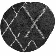 Vidaxl tapis Pampelune Shaggy hautement poteau Ø 240 cm noir et crème - afbeelding 3