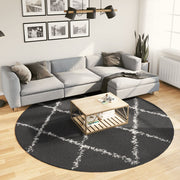 Vidaxl tapis Pampelune Shaggy hautement poteau Ø 240 cm noir et crème - afbeelding 1