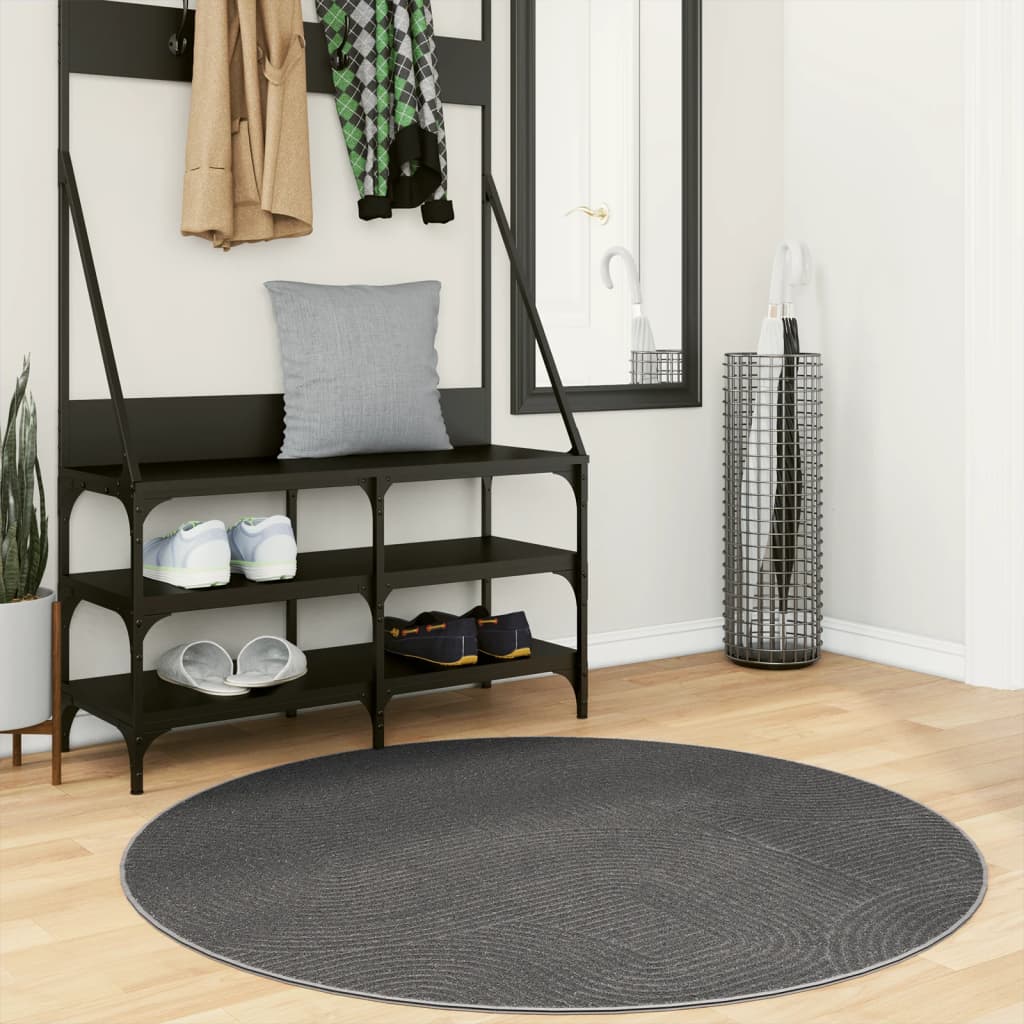 Vidaxl tapis iza poils courts scandinave ø 120 cm anthracite