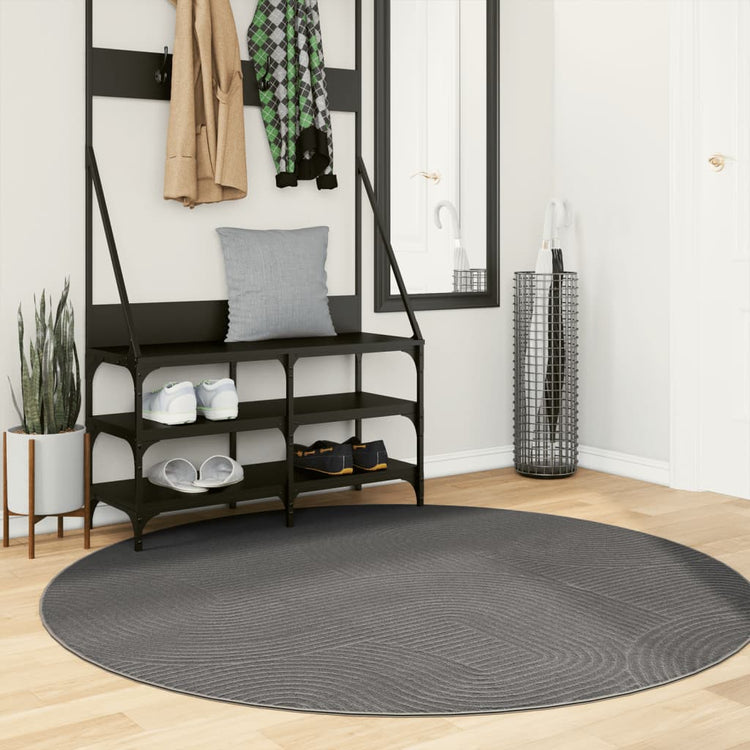 Vidaxl tapis iza poils courts scandinave ø 160 cm anthracite