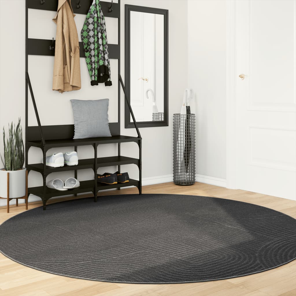 Vidaxl tapis iza poils courts scandinave ø 200 cm anthracite