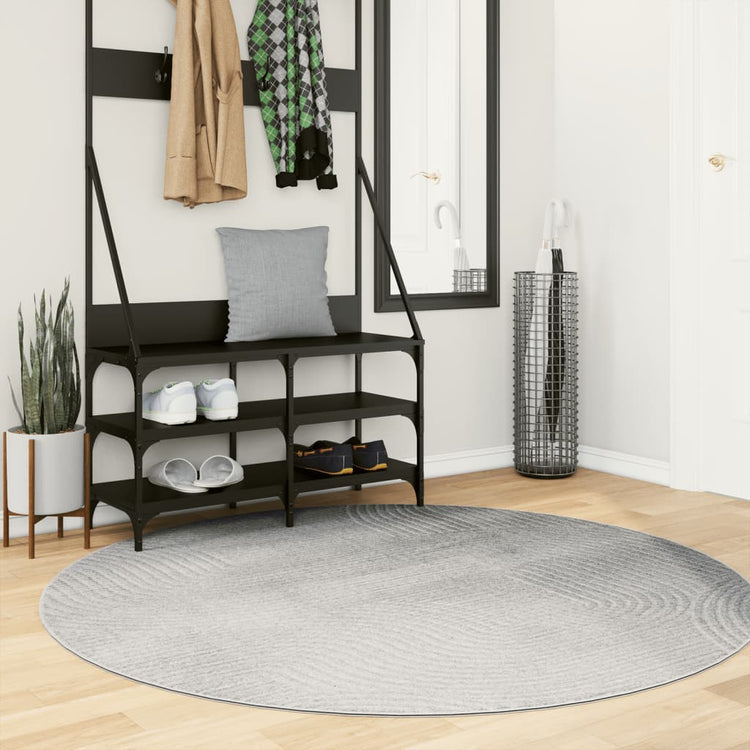 Vidaxl tapis iza poils courts scandinave ø 160 cm gris