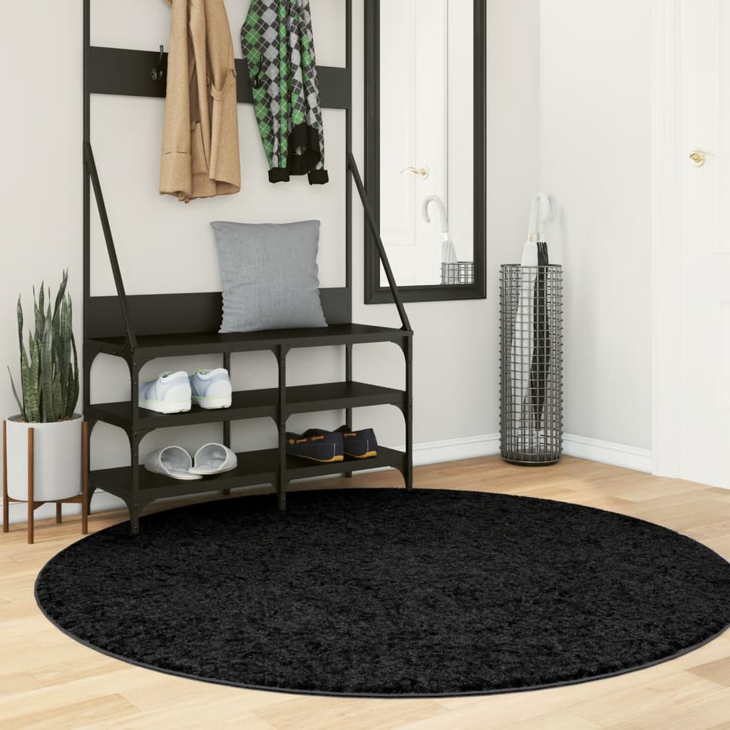 Vidaxx tapis oviedo poils ras ø 160 cm noir