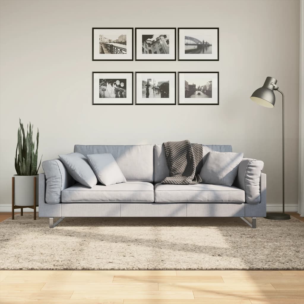Vidaxl tapis istan hautement brillant 160x230 cm beige