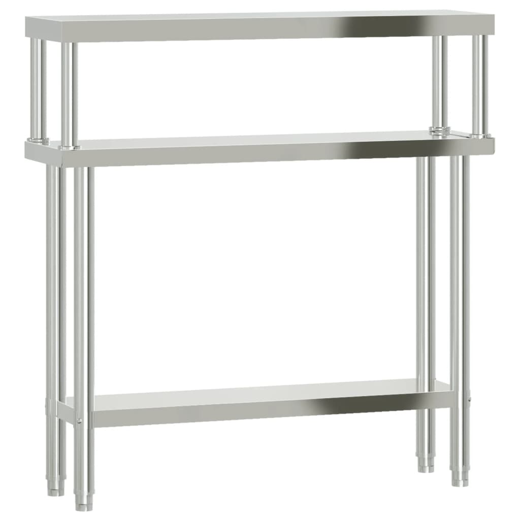 Vidaxx table de travail de cuisine avec étagère supérieure 110x30x120 cm acier inoxydable