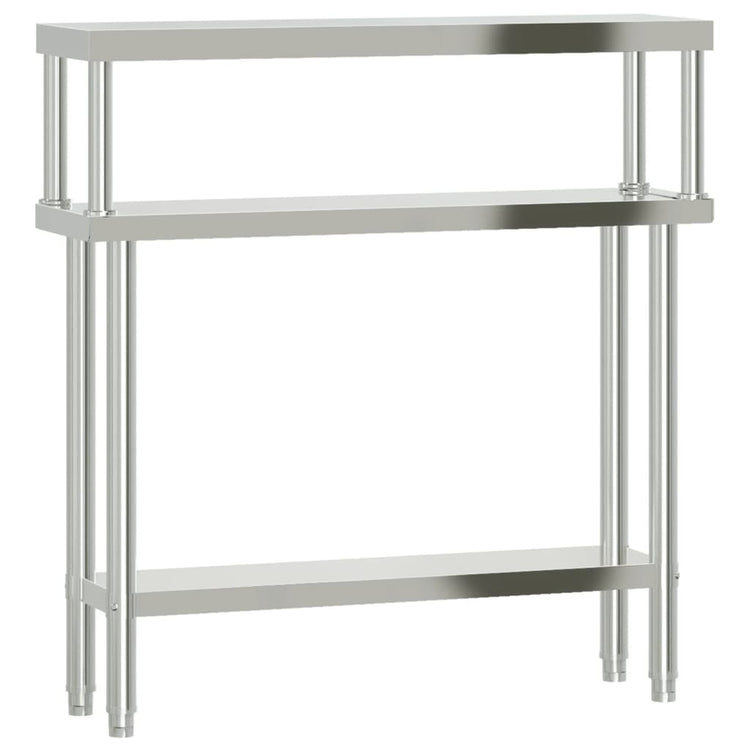 Vidaxx table de travail de cuisine avec étagère supérieure 110x30x120 cm acier inoxydable