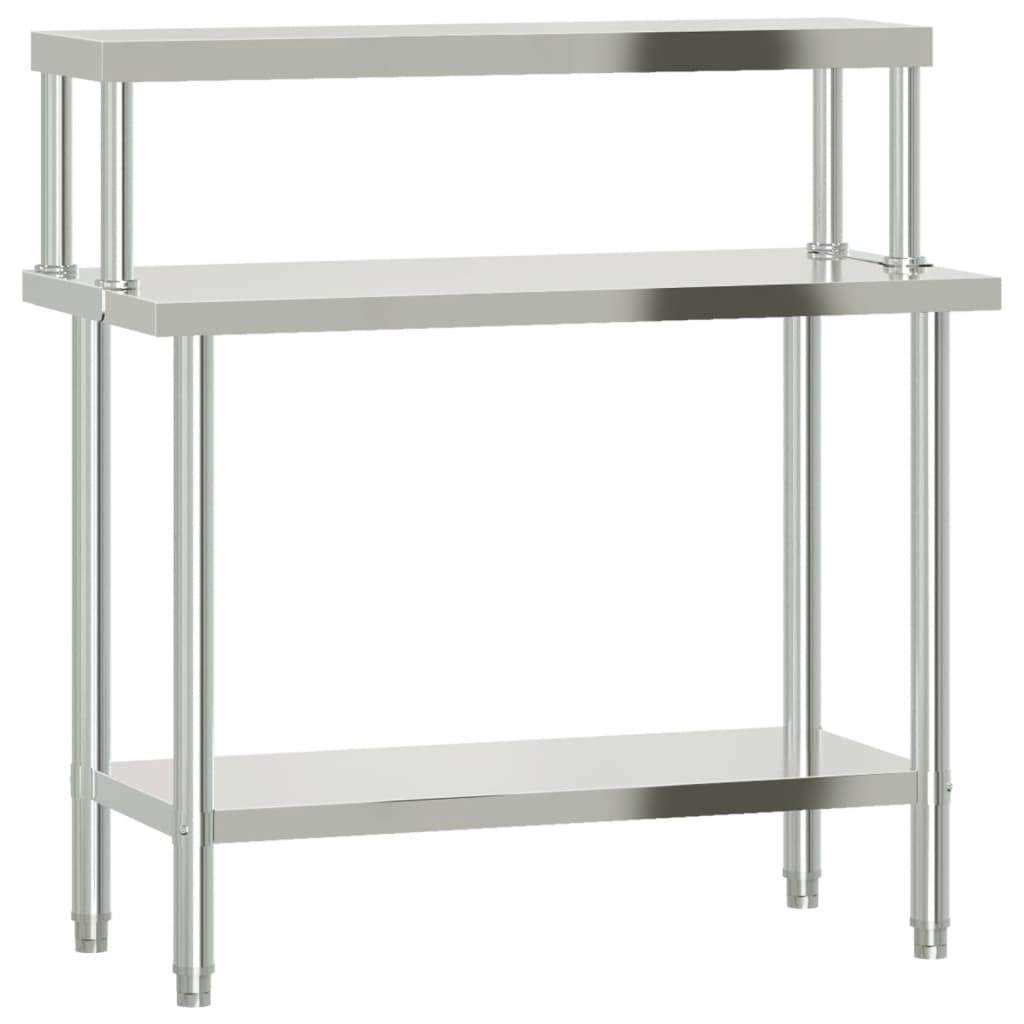 Vidaxx table de travail de cuisine avec étagère supérieure 110x55x120 cm acier inoxydable