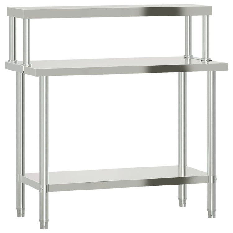 Vidaxx table de travail de cuisine avec étagère supérieure 110x55x120 cm acier inoxydable