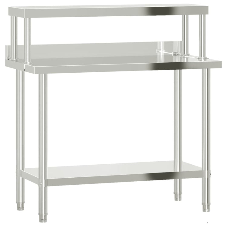 Vidaxx table de travail de cuisine avec étagère supérieure 110x55x120 cm acier inoxydable