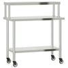 Vidaxx table de travail de cuisine avec étagère supérieure 110x55x120 cm acier inoxydable