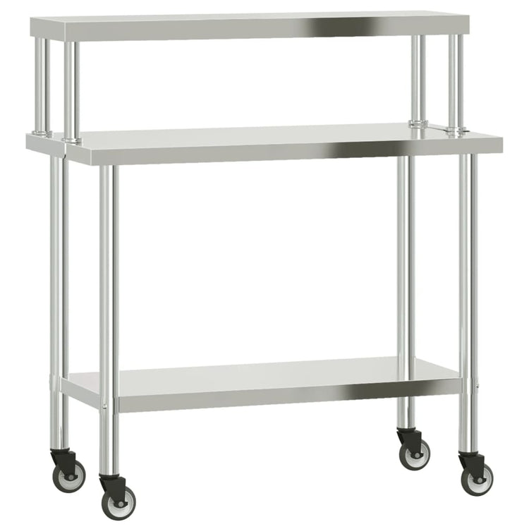 Vidaxx table de travail de cuisine avec étagère supérieure 110x55x120 cm acier inoxydable