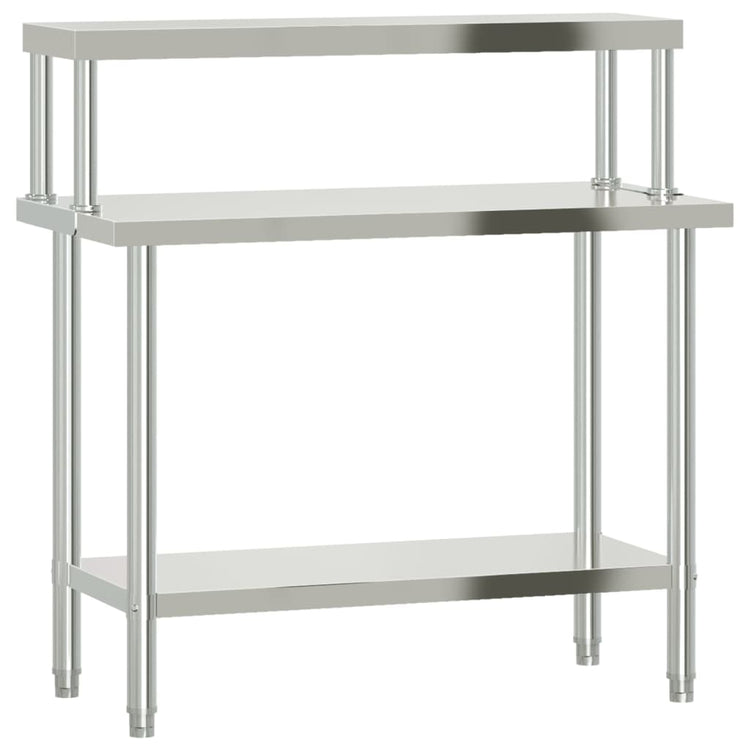 Vidaxx table de travail de cuisine avec étagère supérieure 110x55x120 cm acier inoxydable