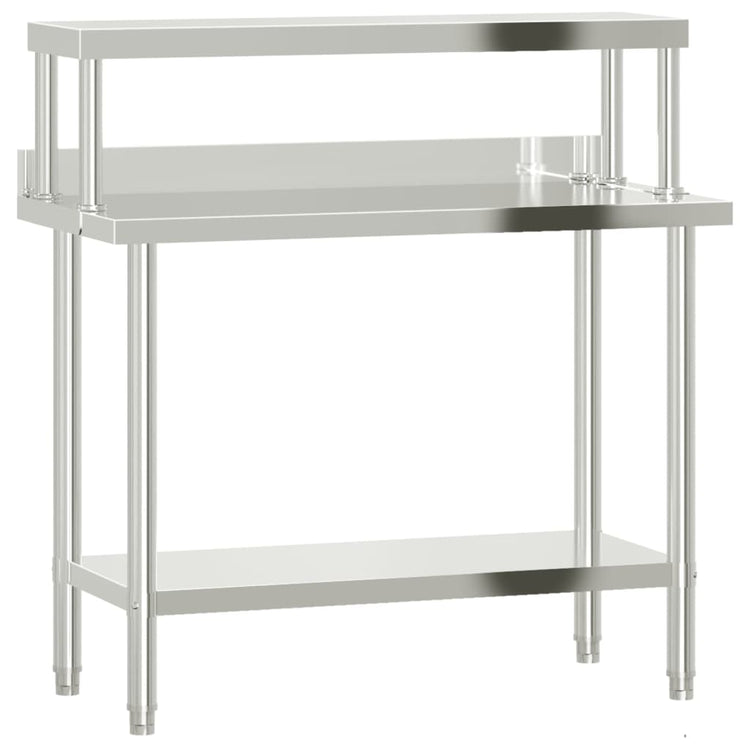 Vidaxx table de travail de cuisine avec étagère supérieure 110x55x120 cm acier inoxydable