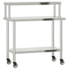 Vidaxx table de travail de cuisine avec étagère supérieure 110x55x120 cm acier inoxydable