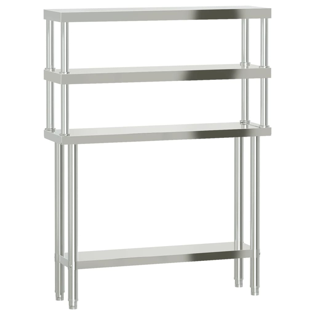 Vidaxx table de travail de cuisine avec étagère supérieure 110x30x150 cm acier inoxydable