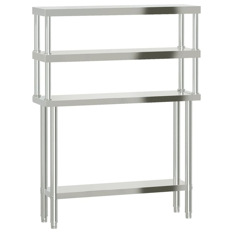 Vidaxx table de travail de cuisine avec étagère supérieure 110x30x150 cm acier inoxydable