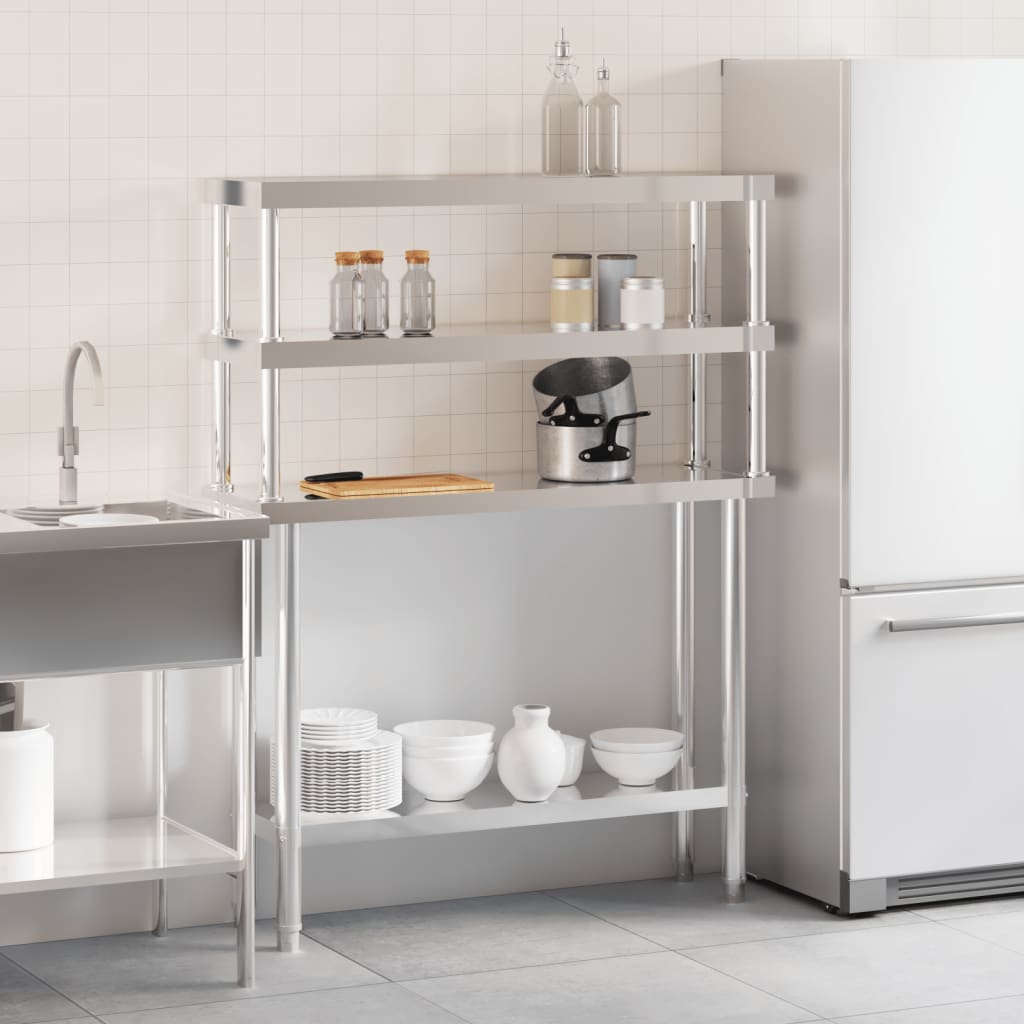 Vidaxx table de travail de cuisine avec étagère supérieure 110x30x150 cm acier inoxydable