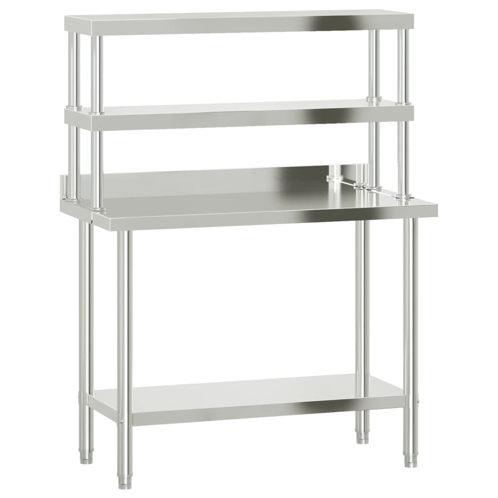 Vidaxx table de travail de cuisine avec étagère supérieure 110x55x150 cm acier inoxydable