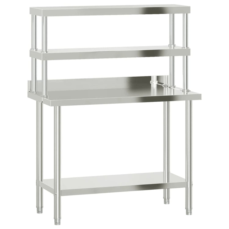 Vidaxx table de travail de cuisine avec étagère supérieure 110x55x150 cm acier inoxydable