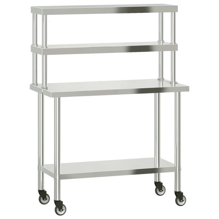 Vidaxx table de travail de cuisine avec étagère supérieure 110x55x150 cm acier inoxydable