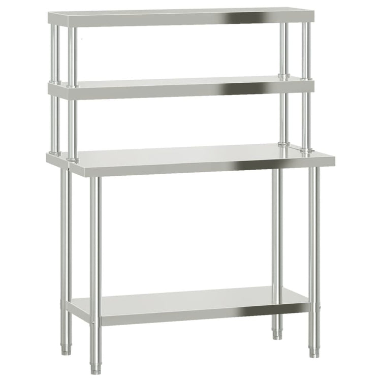 Vidaxx table de travail de cuisine avec étagère supérieure 110x55x150 cm acier inoxydable