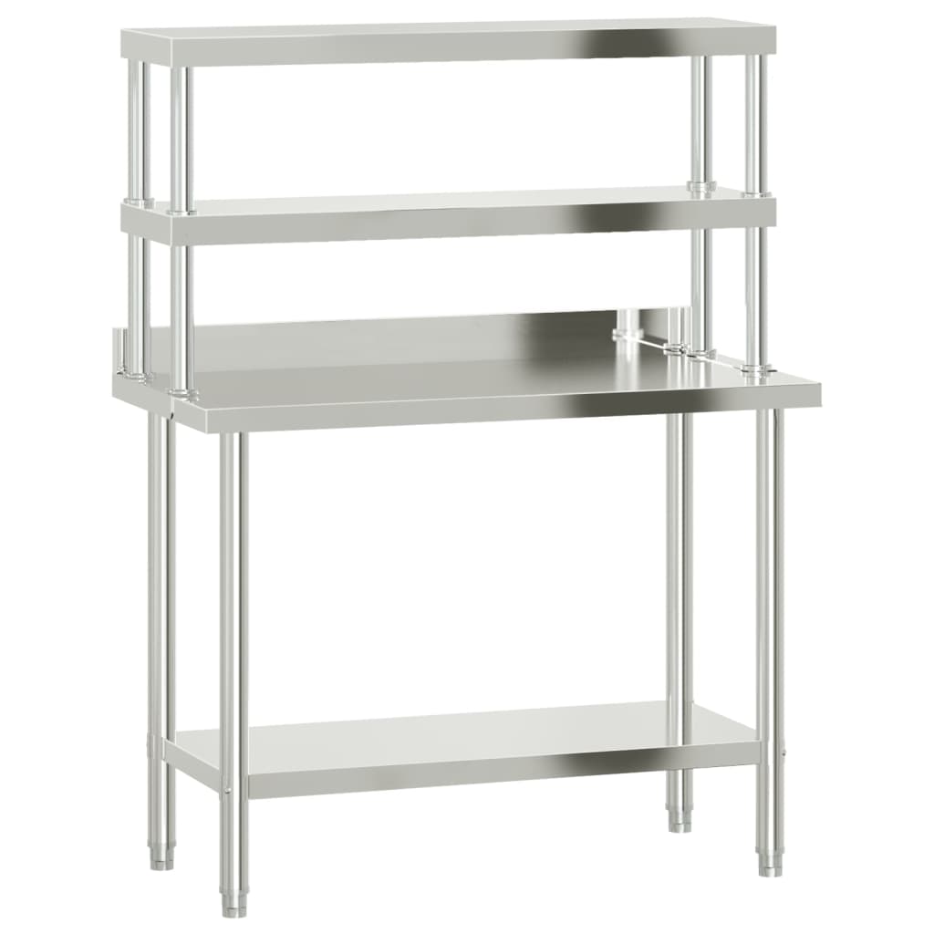 Vidaxx table de travail de cuisine avec étagère supérieure 110x55x150 cm acier inoxydable