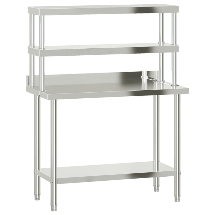 Vidaxx table de travail de cuisine avec étagère supérieure 110x55x150 cm acier inoxydable