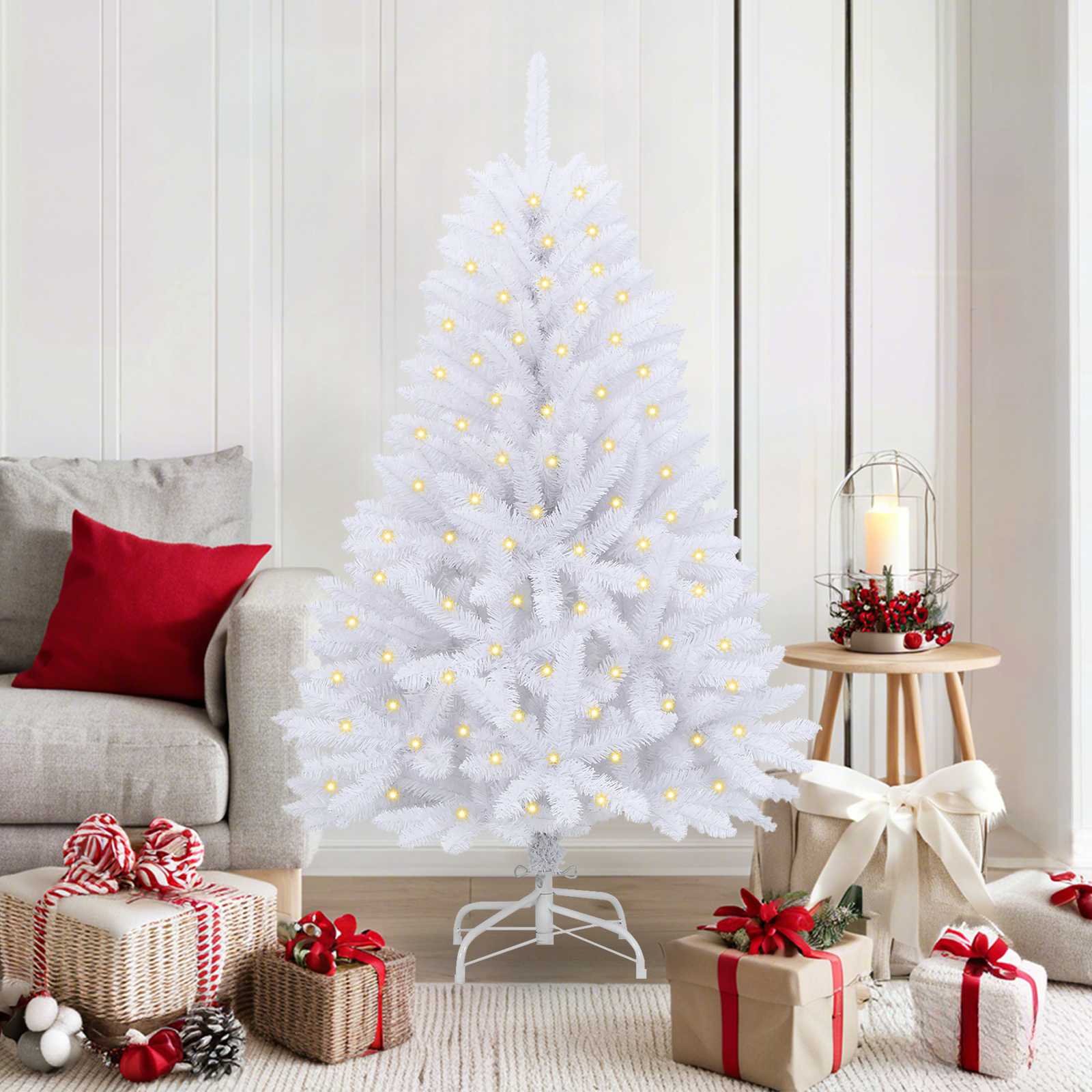 Vidaxx sapin de Noël artificiel avec 150 LED blanc 150 cm PVC et métal