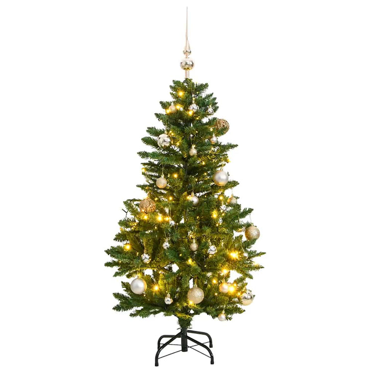 Vidaxx sapin de Noël artificiel avec charnières 150 LED et boules de Noël 120 cm
