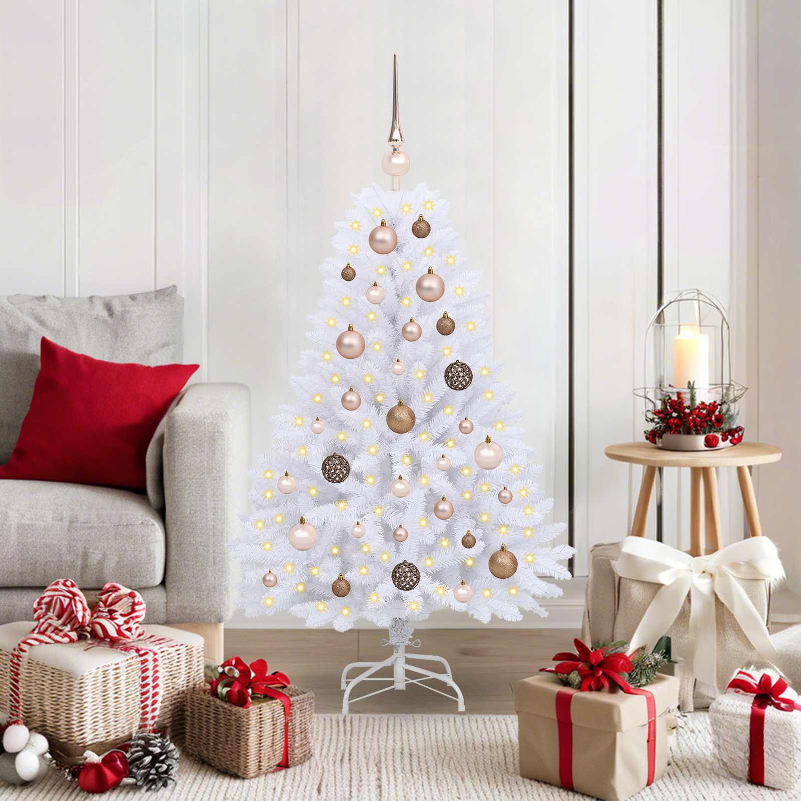 Vidaxx sapin de Noël artificiel blanc 68 x 68 x 120 cm PVC et métal